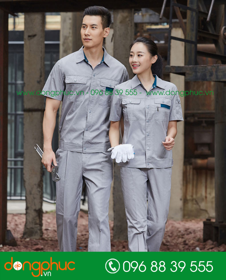 Mẫu bảo hộ màu ghi cộc tay